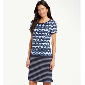 TOMMY BAHAMA MAKING WAVES‎ PIMA COTON T-SHIRT DRESS BLUE/ WHITE RESORT-WEAR EUC